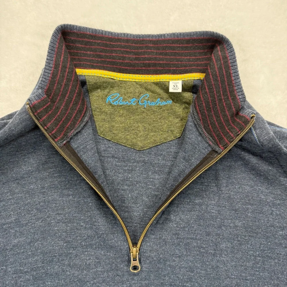 Robert Graham Quarter Zip Pullover Sweater‎ Knit Long Sleeve Casual XL